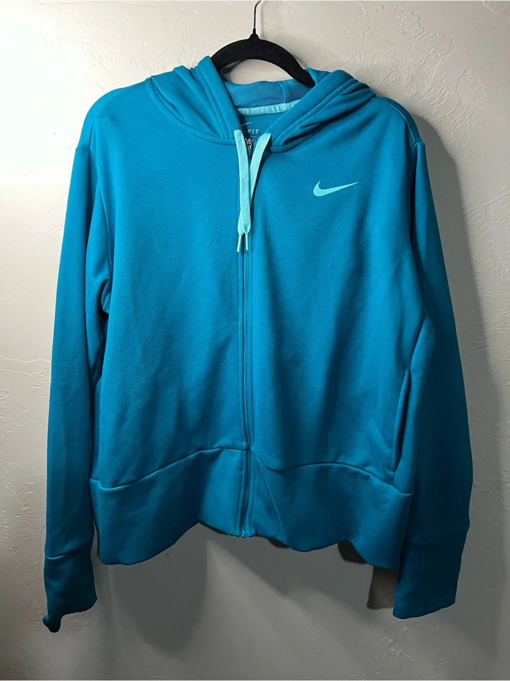 Nike Essentials Teal Blue Full Zip Hooded Athletic Sweatshirt Hoodie